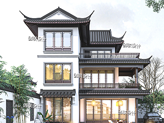 中式别墅设计图纸，二层三层新农村自建房苏式徽派独栋建筑全套下载