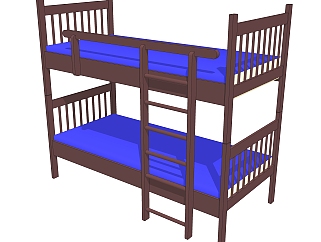 <em>高低</em>床铺草图大师模型，儿童床SU模型下载