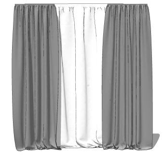 现代窗帘草图大师模型下载、现代窗帘su模型下载