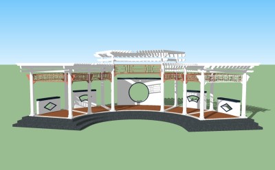 中式景观廊架草图大师模型，景观廊架sketchup模型下载