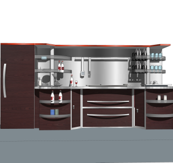 现代橱柜sketchup模型，厨房柜草图大师模型下载
