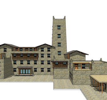 藏式别墅su模型下载、藏式别墅草图大师模型下载