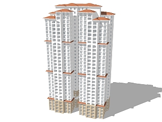 西班牙公寓sketchup模型，公寓草图大师模型下载