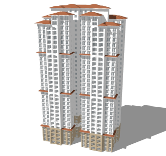 西班牙公寓sketchup模型，公寓草图大师模型下载