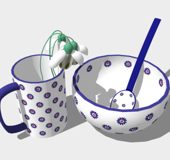  现代精品餐具草图大师模型，精品餐具sketchup模型下载