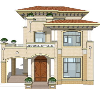 欧式别墅su模型，别墅sketchup模型下载