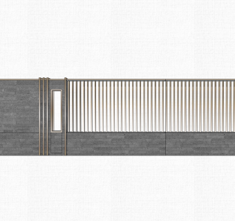 新中式围墙栏杆草图大师模型，造型栏杆sketchup模型免费下载