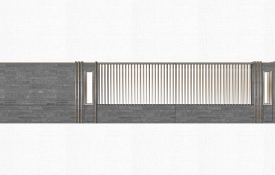 新中式围墙栏杆草图大师模型，造型栏杆sketchup模型免费下载