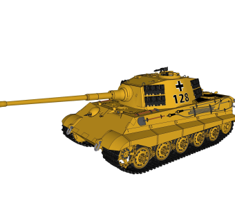 德国六号Tiger-II虎王重型坦克草图大师模型，坦克sketchup模型下载