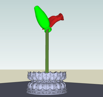 中式莲花台雕塑su模型下载、莲花台雕塑草图大师模型下载