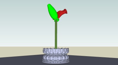 中式莲花台雕塑su模型下载、莲花台雕塑草图大师模型下载
