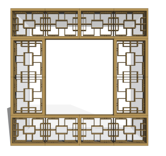中式窗草图大师模型，中式窗SU模型下载