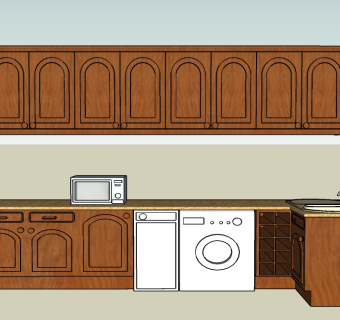 现代厨房柜草图大师模型，橱柜sketchup模型下载