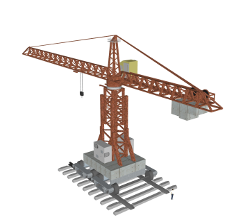 现代大型工用吊车su模型，工业器材skp模型下载