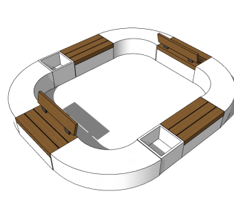 现代种植池座椅sketchup模型免费下载，异形椅skb模型分享