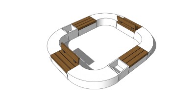 现代种植池座椅sketchup模型免费下载，异形椅skb模型分享