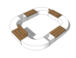 现代种植池座椅sketchup模型免费下载，异形椅skb模型分享