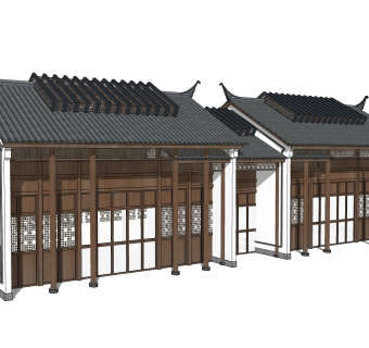 新中式白族建筑草图大师模型，古建民俗sketchup模型免费下载