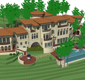 欧式别墅su模型，别墅sketchup模型下载