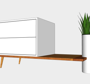  现代电视柜草图大师模型，电视柜SU模型下载