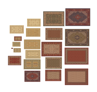欧式布艺花纹地毯组合草图大师模型，地毯sketchup模型skp文件分享
