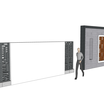 中式景墙照壁迎门墙sketchup模型下载