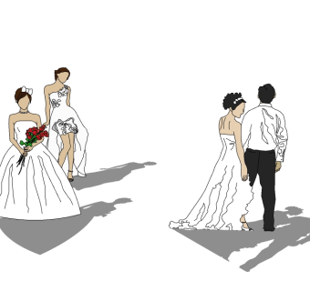 现代婚纱草图大师模型，婚纱sketchup模型下载