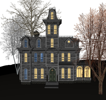 欧式别墅SU模型，别墅SKP模型下载