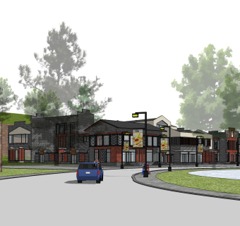 新中式商业街草图大师模型，商业综合体sketchup模型免费下载