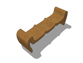现代条形座椅skb模型分享，实木椅sketchup模型免费下载