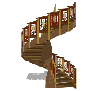 现代实木螺旋楼梯草图大师模型，实木螺旋楼梯sketchup模型免费下载