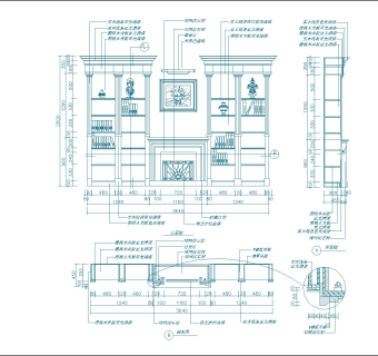 三套书柜详图acd图纸下载