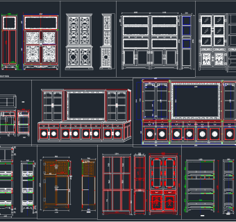 红木实木家具中式衣柜cad素材，衣柜CAD图纸下载
