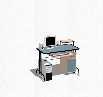 现代电脑桌办公桌草图大师模型，办公桌skp模型下载