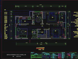 现代风格样板房CAD施工图，CAD建筑图纸免费下载