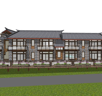 欧式新古典别墅草图大师模型，新古典别墅sketchup模型免费下载