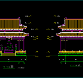 万佛亭CAD施工图，寺庙CAD建筑图纸下载