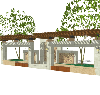 欧式造型廊架草图大师模型，造型廊架sketchup模型下载