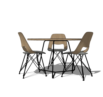 工业风餐桌椅免费su模型，工业风餐桌椅sketchup模型下载