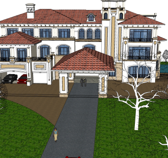 简欧建筑会所，sketchup模型免费下载