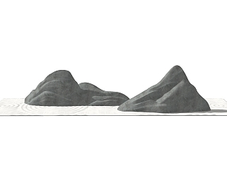 现代枯山<em>水草</em>图大师模型，造型石sketchup模型免费下载