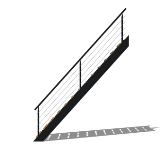 现代单跑楼梯草图大师模型，单跑楼梯sketchup模型免费下载