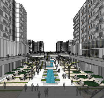 现代高层办公楼草图大师模型，高层办公楼sketchup模型免费下载