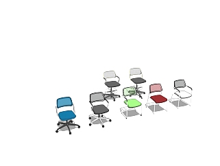 现代办公椅组合su模型，办公椅组合sketchup模型下载