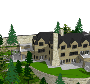 欧式休闲度假别墅外观草图大师模型，SU模型免费下载