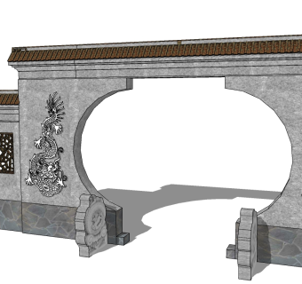 月洞门SU模型下载，月洞门草图大师模型下载