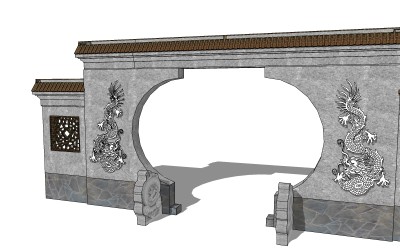 月洞门SU模型下载，月洞门草图大师模型下载