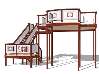 新中式楼梯免费su模型，楼梯草图大师模型下载