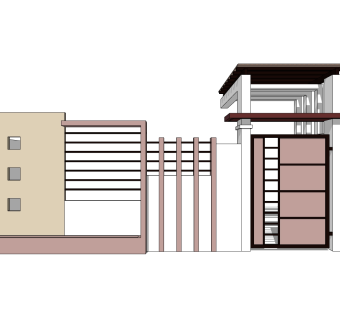 欧式院门院墙草图大师模型，院门院墙sketchup模型免费下载
