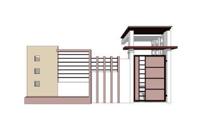 欧式院门院墙草图大师模型，院门院墙sketchup模型免费下载